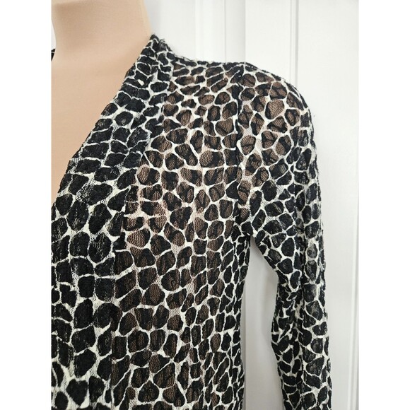 Chicos Pebble Pattern Open Waterfall Cardigan Sheer 3/4 Sleeve Chico's Sz 1 US 8 - Picture 4 of 6